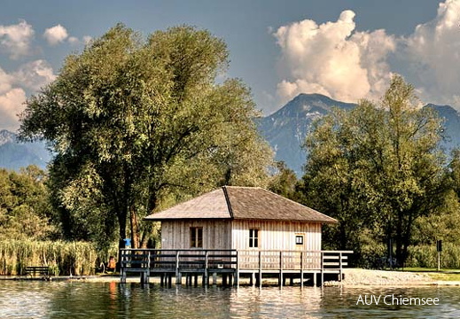 Hütte an der Prienmündung