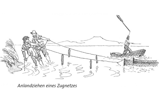 Anlandziehen eines Zugnetzes