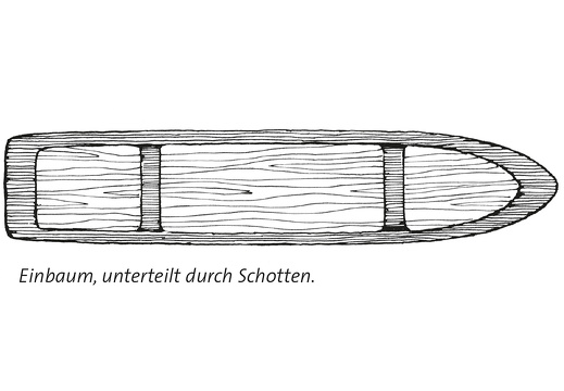 Einbaum, unterteilt durch Schotten