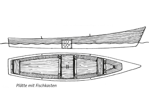 Plätte mit Fischkasten