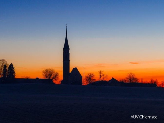 Morgenrot am 1. Januar 2025 bei Wasserburg